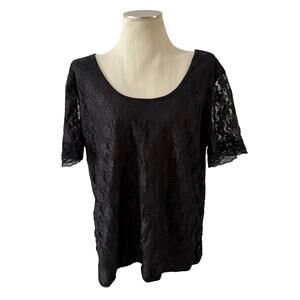NWT Black Lace Top Plus Size 2X Whimsygoth Fairy Grunge Stretch